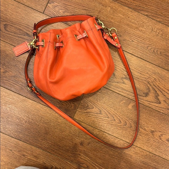 Coach Salmon Leather Bucket Bag - Picture 1 of 14